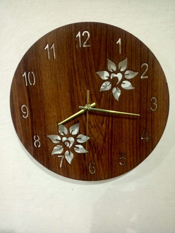 3d Wooden Flower Cut Wall Clock
