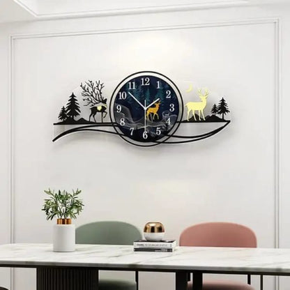 3d Wooden Wall Clock Blue Jungle With Light