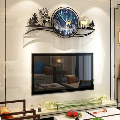 3d Wooden Wall Clock Blue Jungle With Light