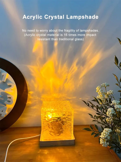 Dynamic Rotating Water Ripple Night Light  Crystal Lamp