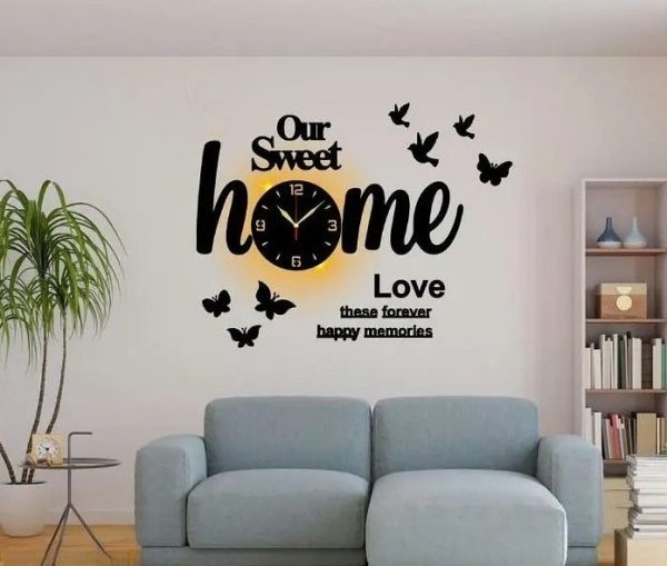 Our Sweet Home 3d Wooden Wall Clock Light