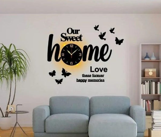 Our Sweet Home 3d Wooden Wall Clock Light
